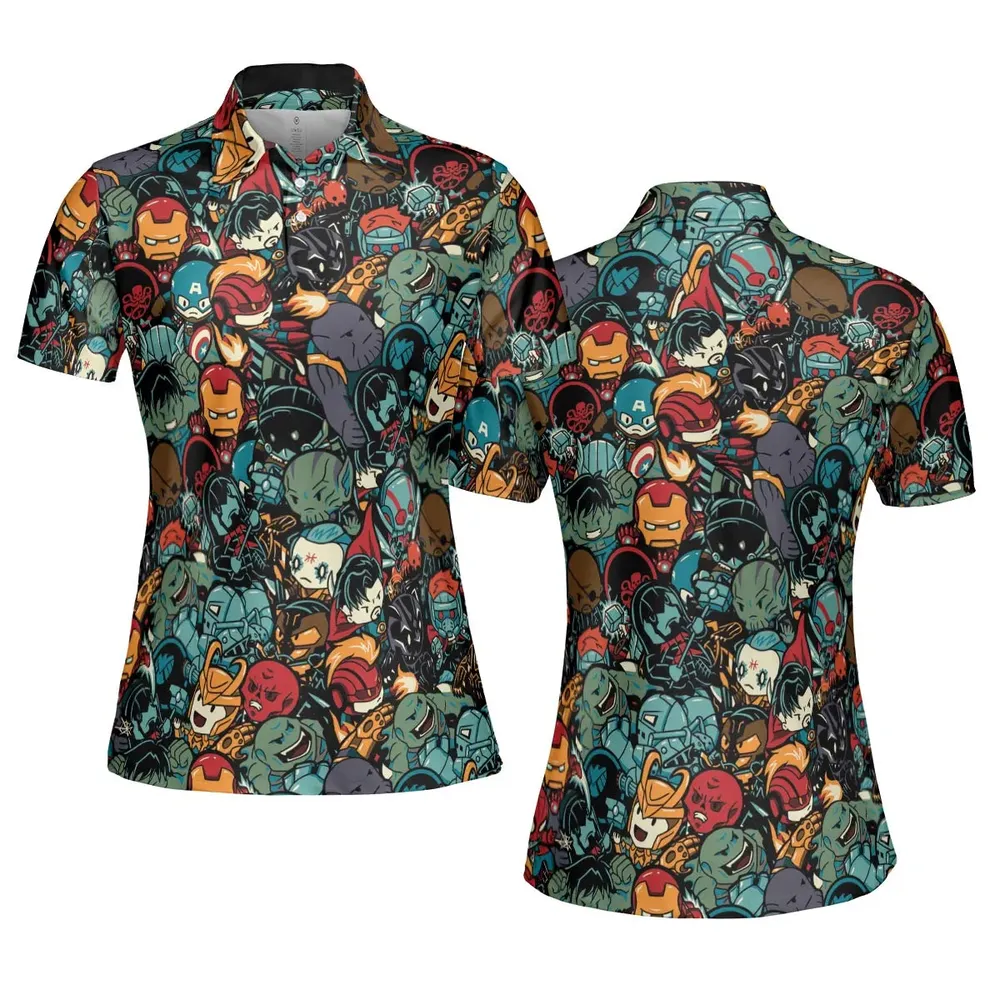 Marvelous Chibi Characters Pattern AOP Men/Women Polo Shirt - 5