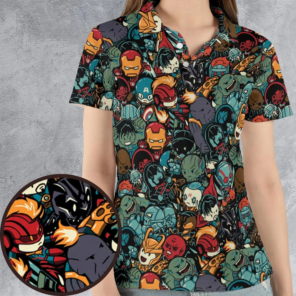 Marvelous Chibi Characters Pattern AOP Men/Women Polo Shirt - 4