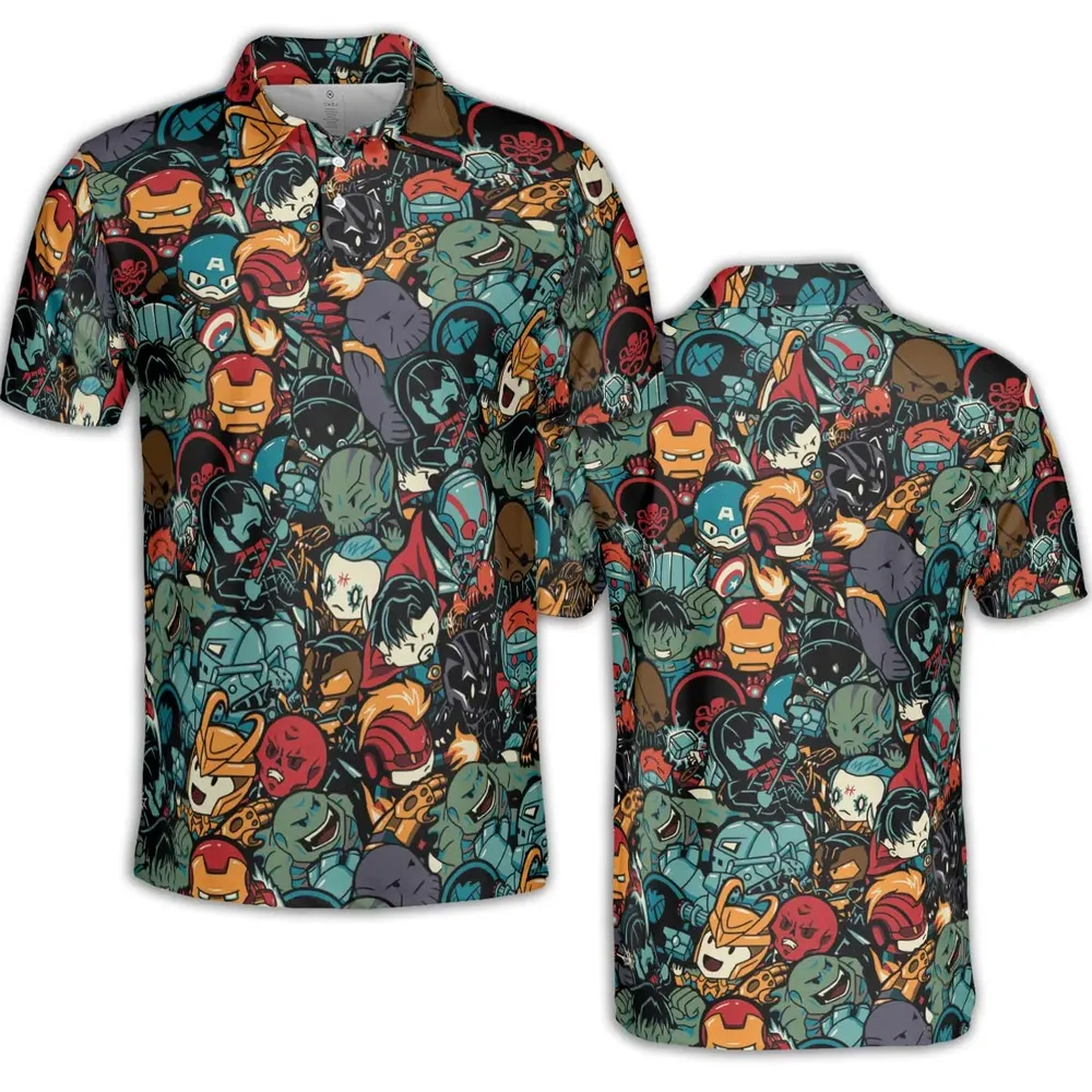 Marvelous Chibi Characters Pattern AOP Men/Women Polo Shirt - 2