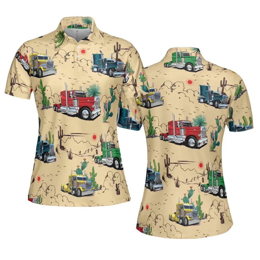 Peterbilt Semi Truck Pattern AOP Men/Women Polo Shirt - 5