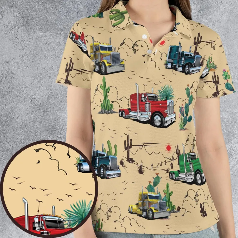 Peterbilt Semi Truck Pattern AOP Men/Women Polo Shirt - 4