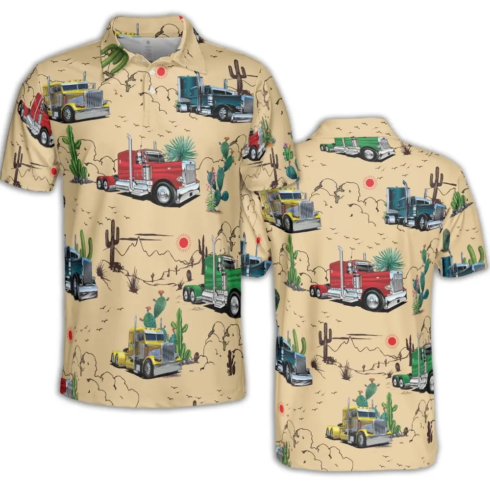 Peterbilt Semi Truck Pattern AOP Men/Women Polo Shirt - 2