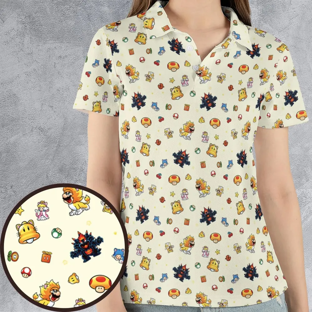 Super Mario Characters Pattern AOP Men/Women Polo Shirt - 4