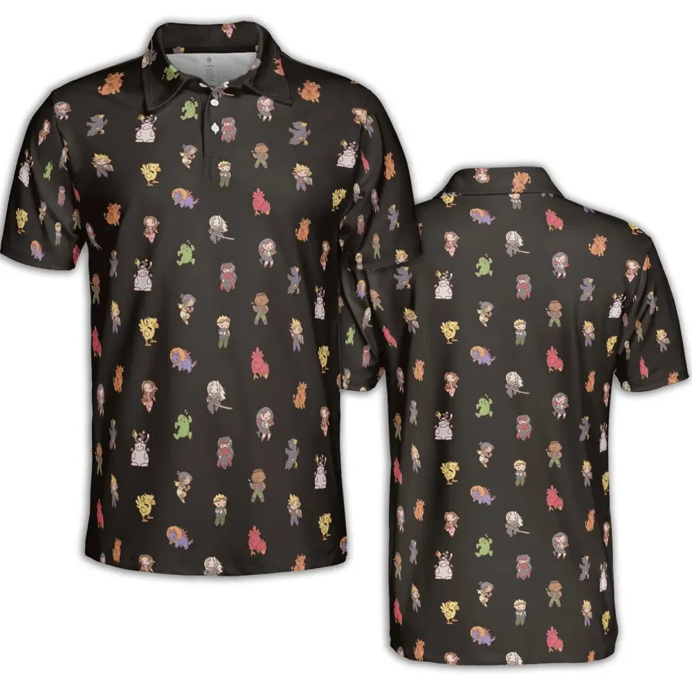 Final Fantasy Characters Pattern AOP Men/Women Polo Shirt - 2