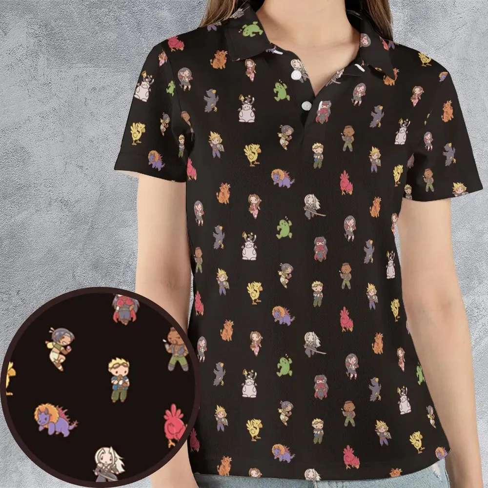 Final Fantasy Characters Pattern AOP Men/Women Polo Shirt - 4