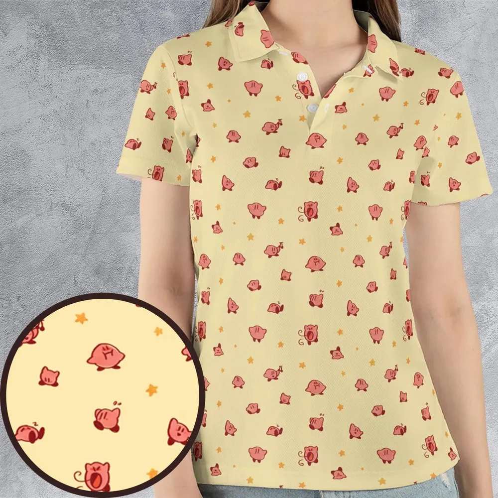 Nintendo Kirby Pattern AOP Men/Women Polo Shirt - 4