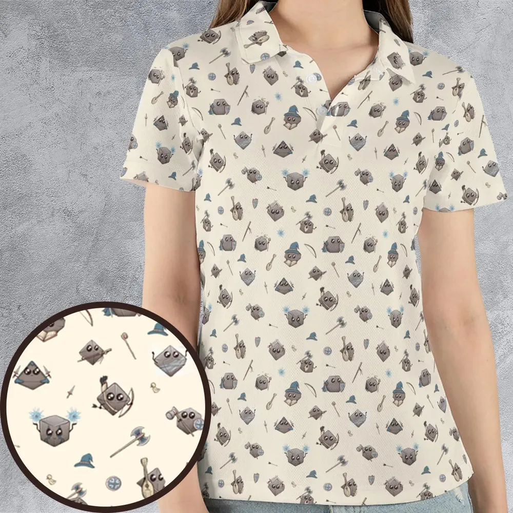 Kawaii Dices DnD Pattern AOP Men/Women Polo Shirt - 4