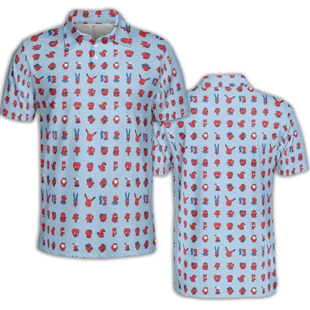 Funny Spider-Man Characters Pattern AOP Men/Women Polo Shirt - 2
