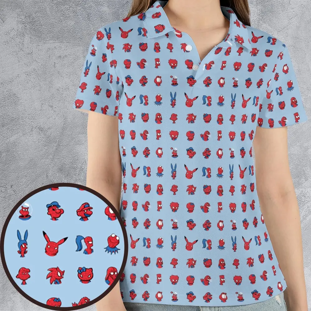 Funny Spider-Man Characters Pattern AOP Men/Women Polo Shirt - 4
