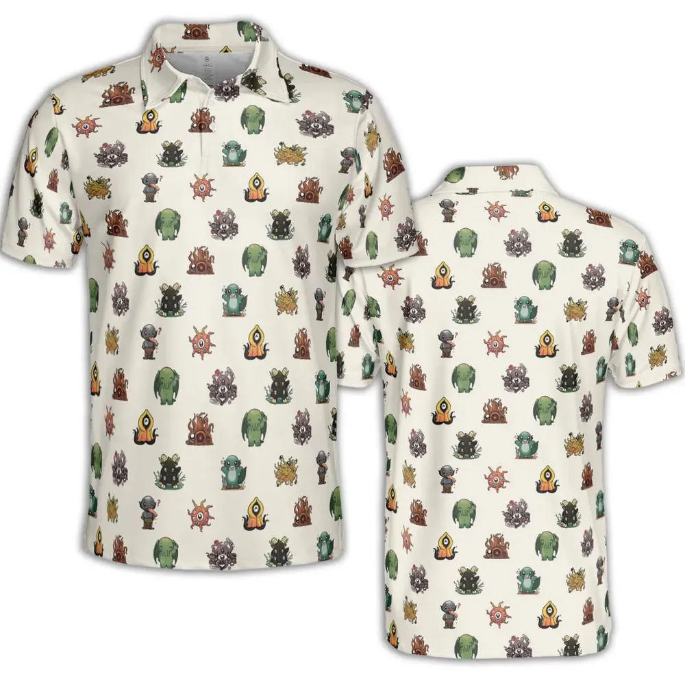 Lovecraft Demons Cute H.P. Lovecraft Monsters Pattern AOP Men/Women Polo Shirt - 2