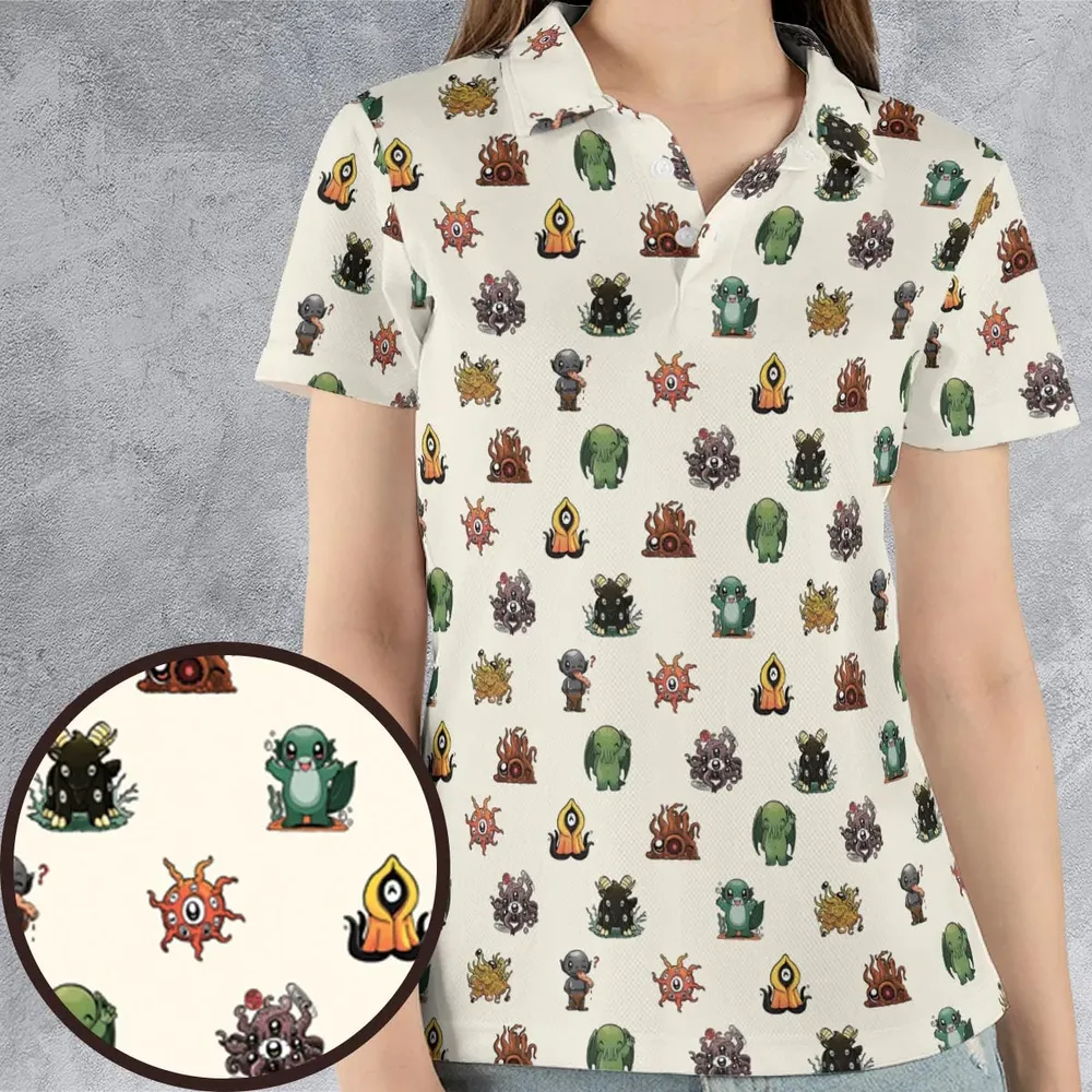 Lovecraft Demons Cute H.P. Lovecraft Monsters Pattern AOP Men/Women Polo Shirt - 4