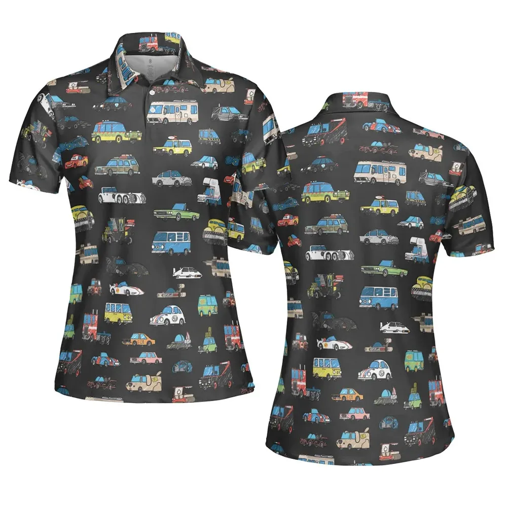 Movie Cars Pattern AOP Men/Women Polo Shirt - 5