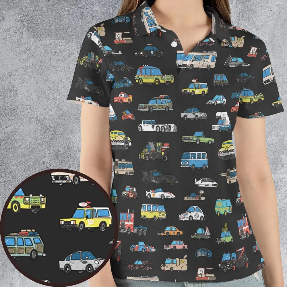 Movie Cars Pattern AOP Men/Women Polo Shirt - 4