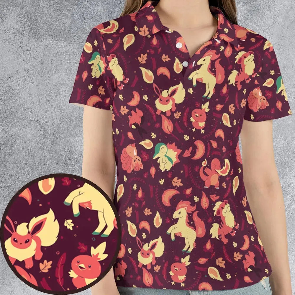 Fire Pokemon Pattern AOP Men/Women Polo Shirt - 4