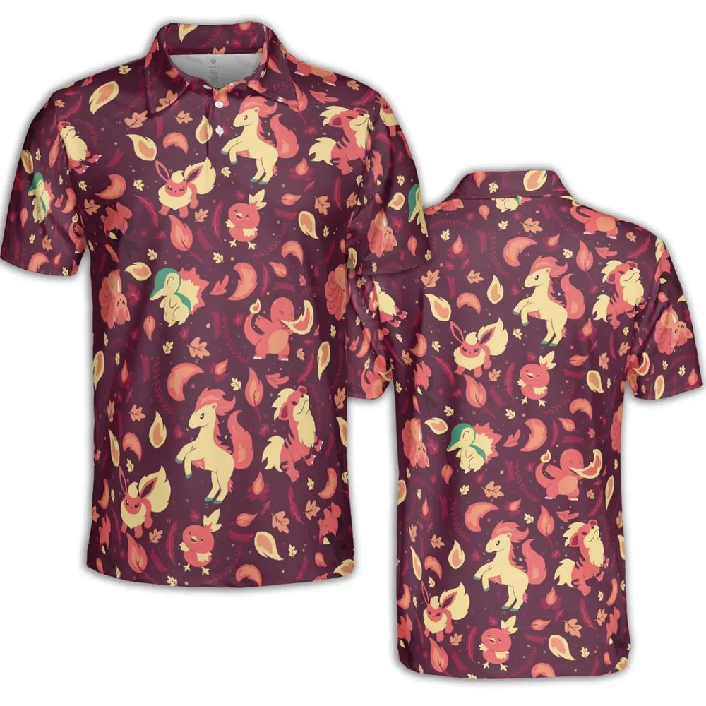 Fire Pokemon Pattern AOP Men/Women Polo Shirt - 2
