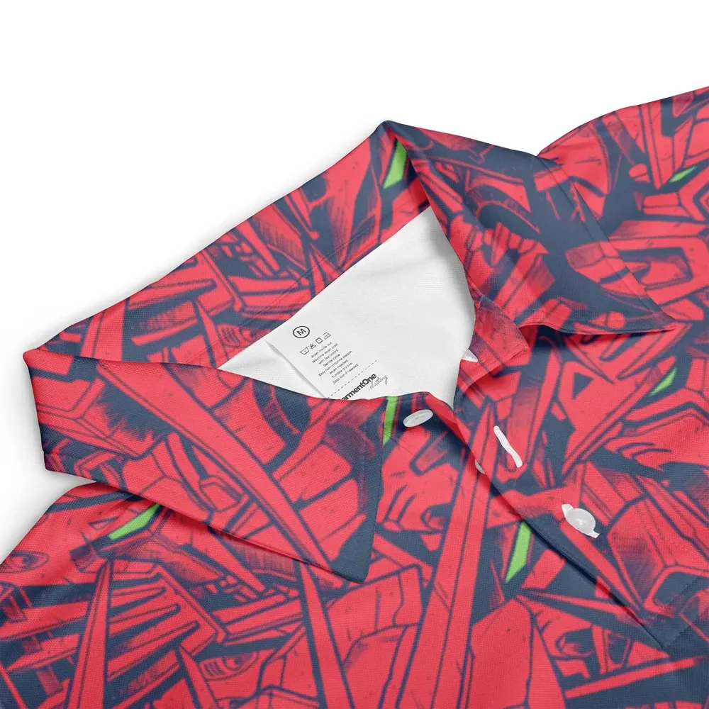 Gundam Camo Magenta Gundam AOP Men/Women Polo Shirt - 3