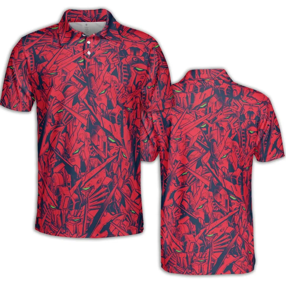 Gundam Camo Magenta Gundam AOP Men/Women Polo Shirt - 2