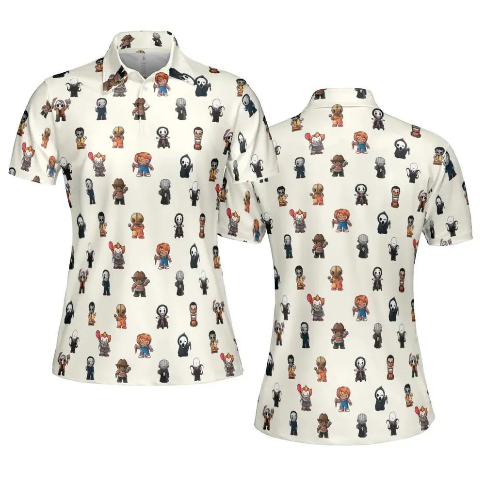 Horror Movies Characters Pattern AOP Men/Women Polo Shirt - 5
