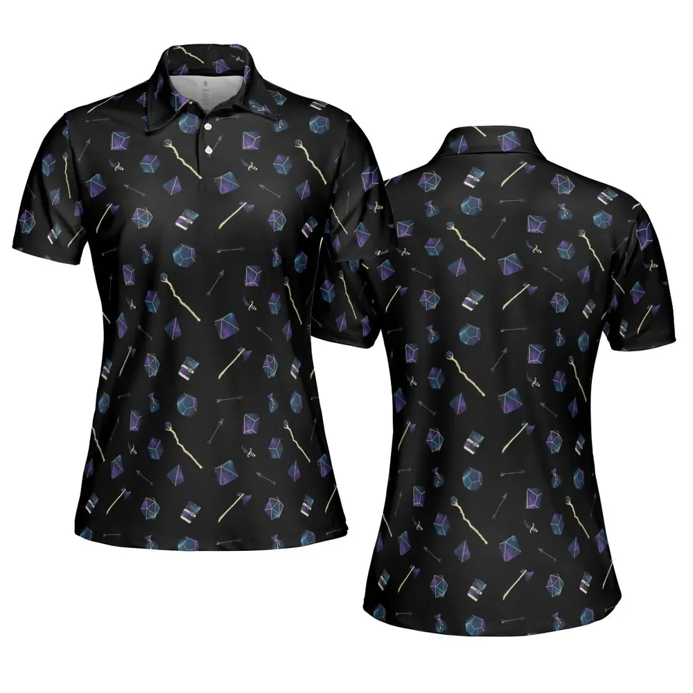 Galaxy In Dice DnD Pattern AOP Men/Women Polo Shirt - 5