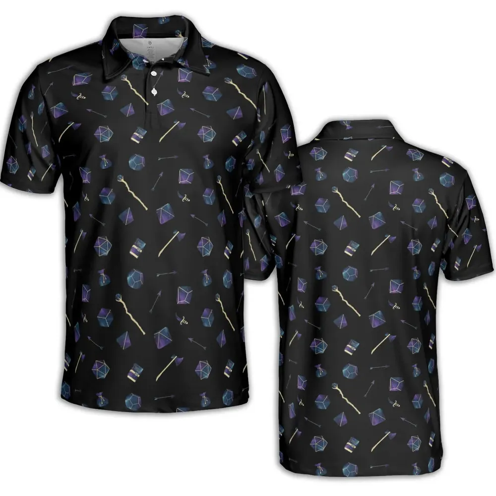 Galaxy In Dice DnD Pattern AOP Men/Women Polo Shirt - 2