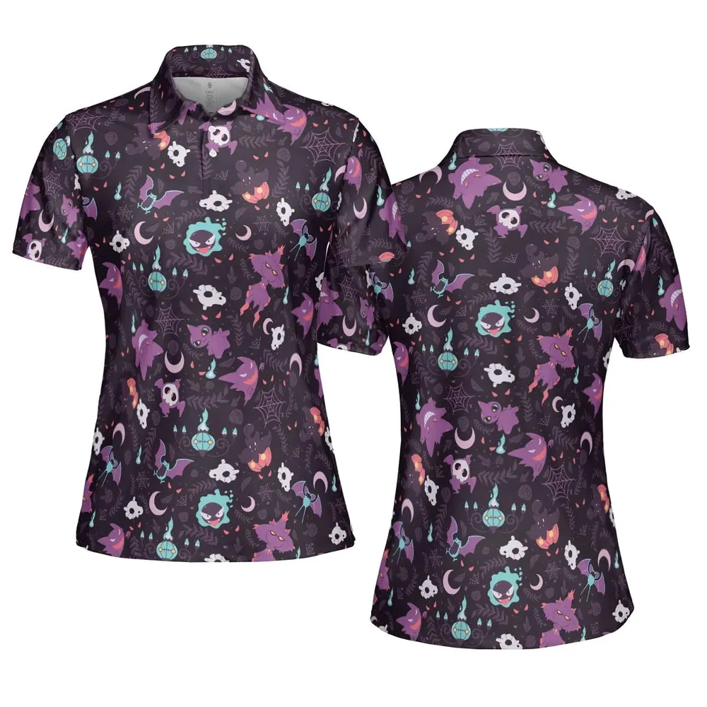 Lavender Town Pokemon Pattern AOP Men/Women Polo Shirt - 5