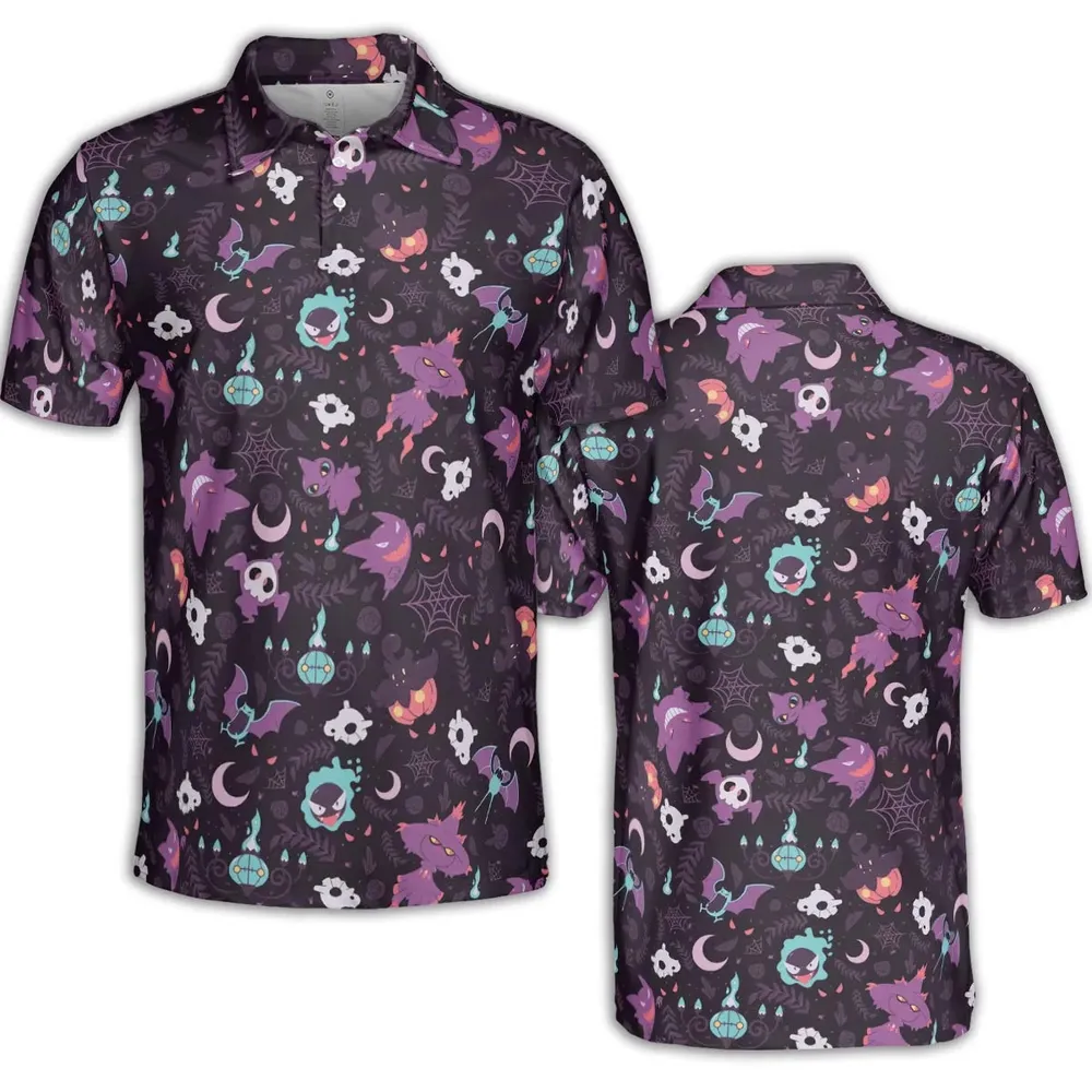 Lavender Town Pokemon Pattern AOP Men/Women Polo Shirt - 2
