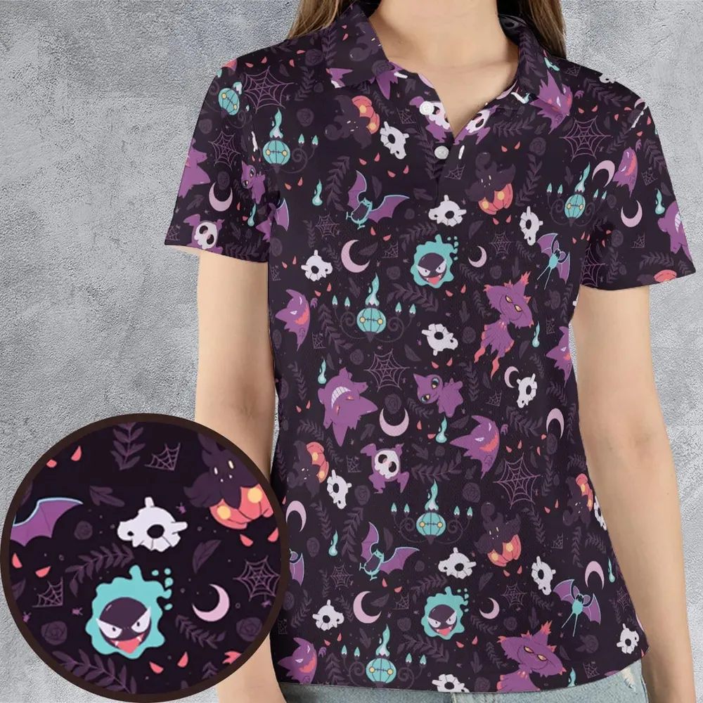 Lavender Town Pokemon Pattern AOP Men/Women Polo Shirt - 4