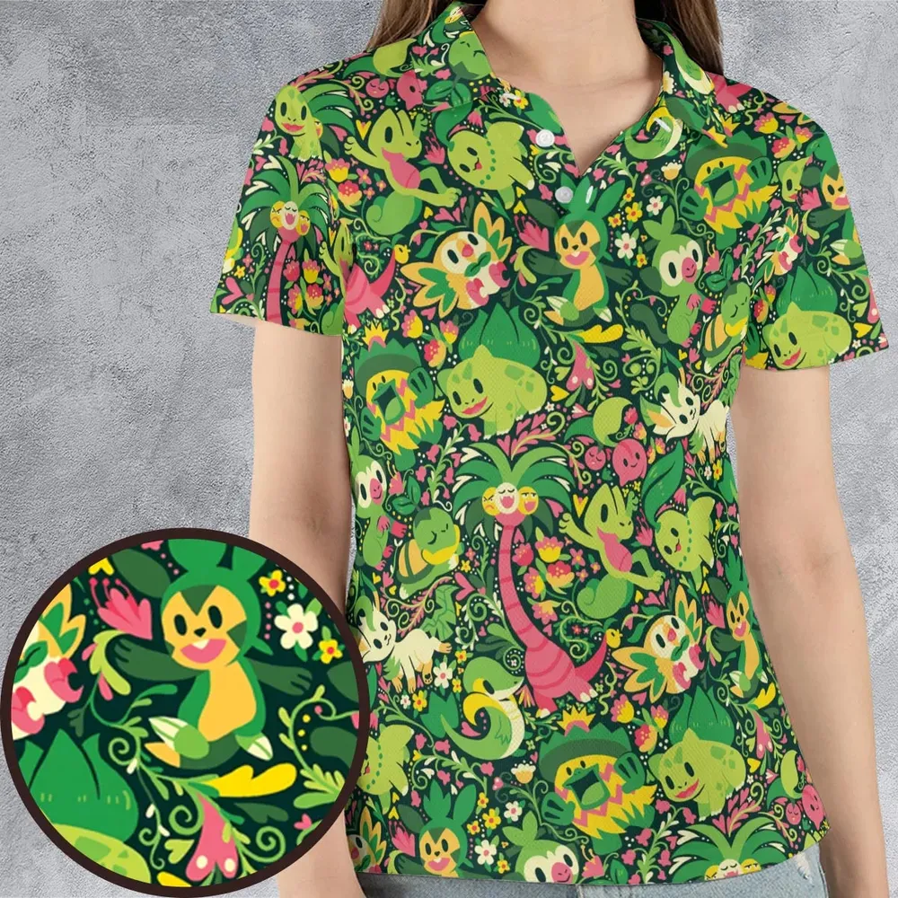 Grass Type Pokemon Pattern AOP Men/Women Polo Shirt - 4