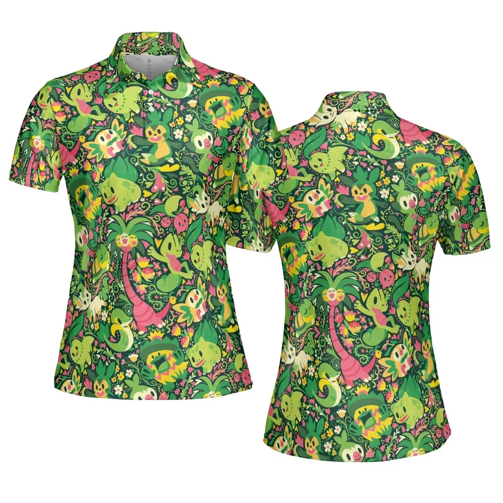 Grass Type Pokemon Pattern AOP Men/Women Polo Shirt - 5