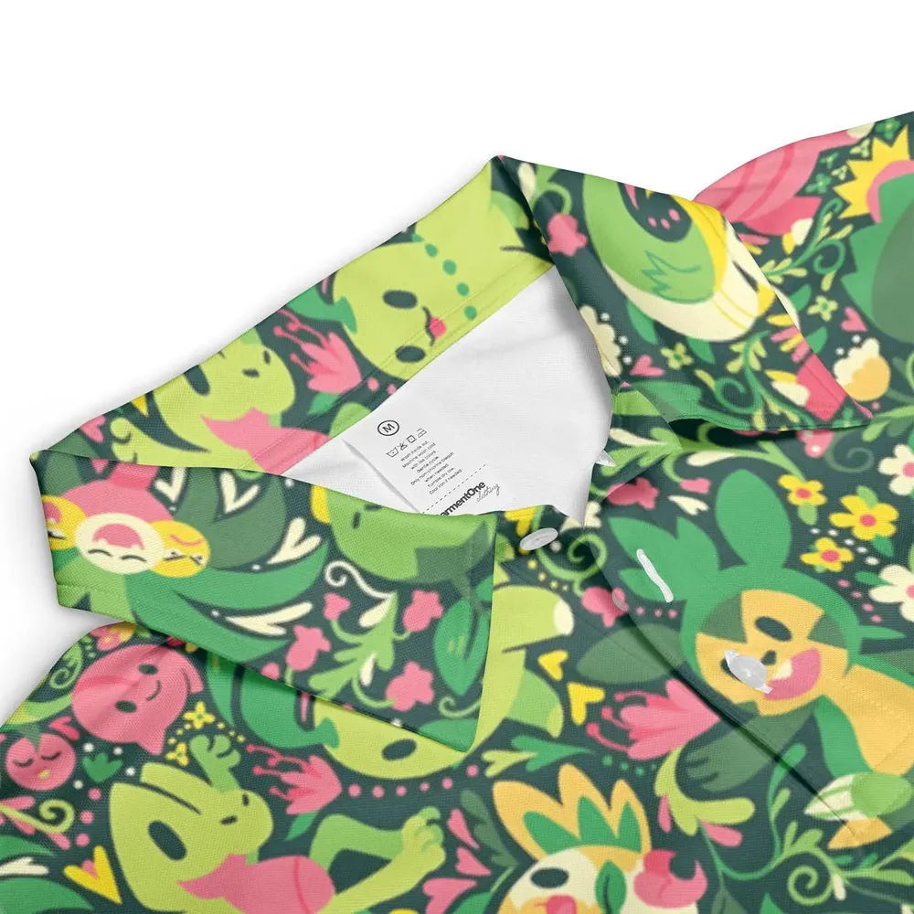 Grass Type Pokemon Pattern AOP Men/Women Polo Shirt - 3