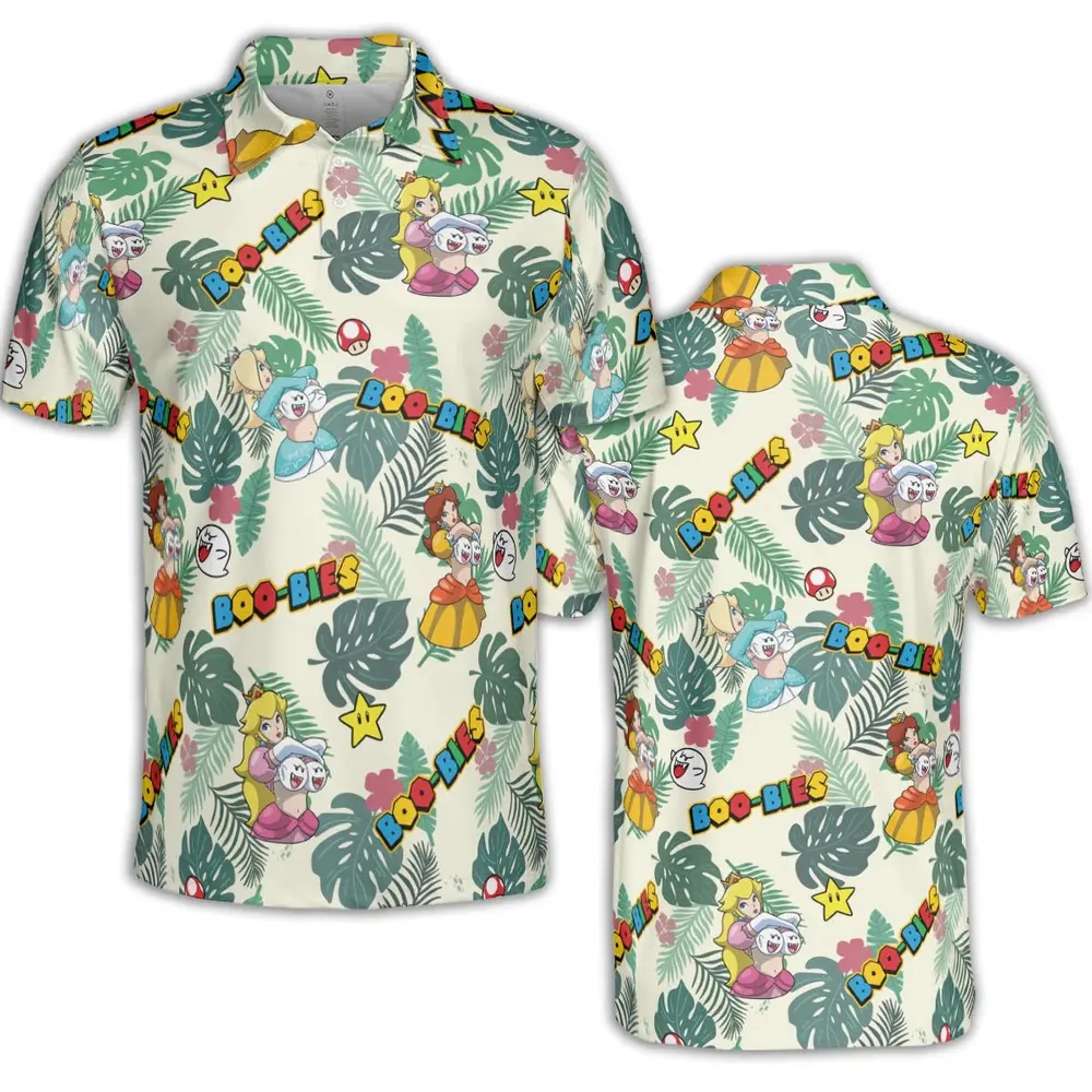 Super Mario Boo-Bies Pattern AOP Men/Women Polo Shirt - 2