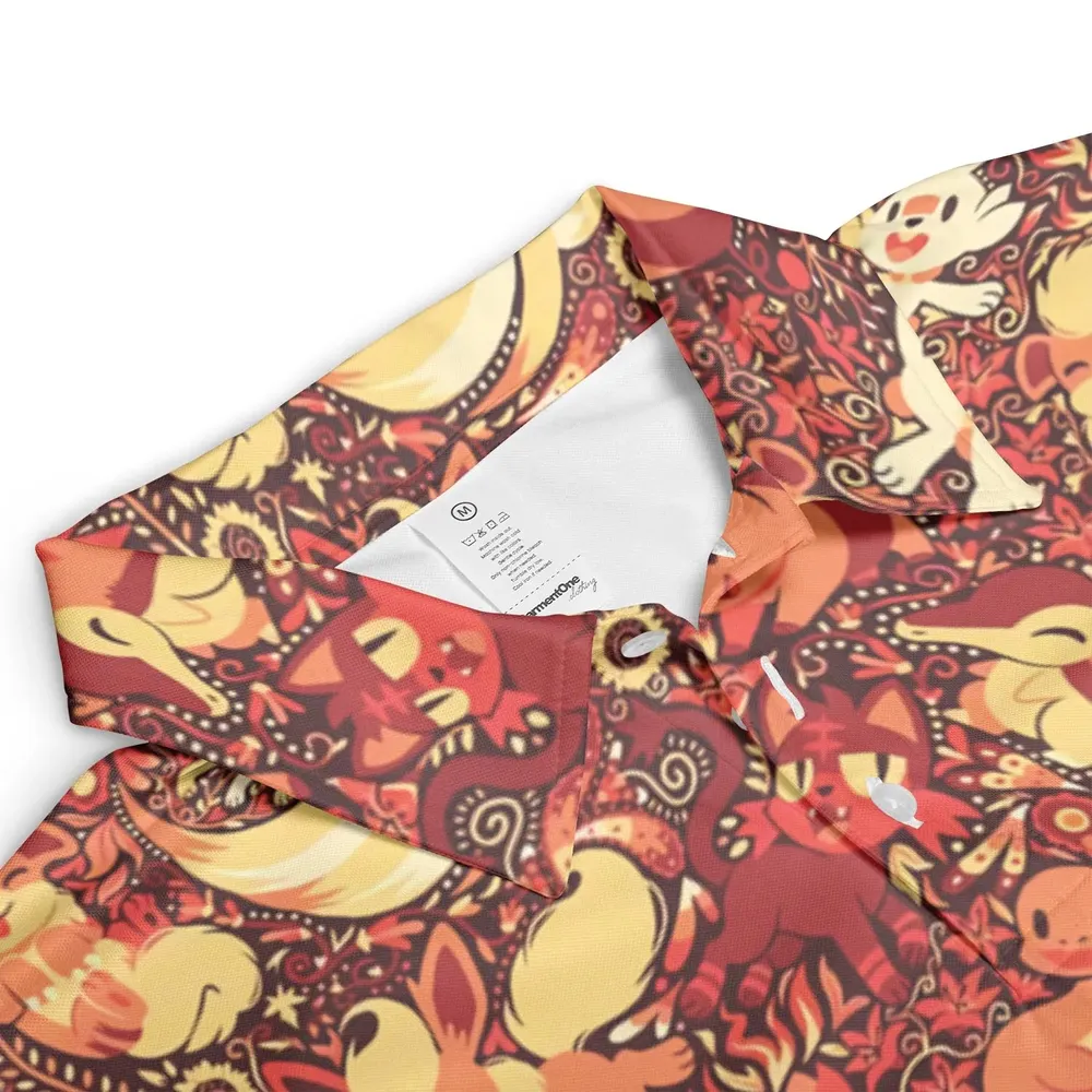 Pokemon Fire Pattern AOP Men/Women Polo Shirt - 3