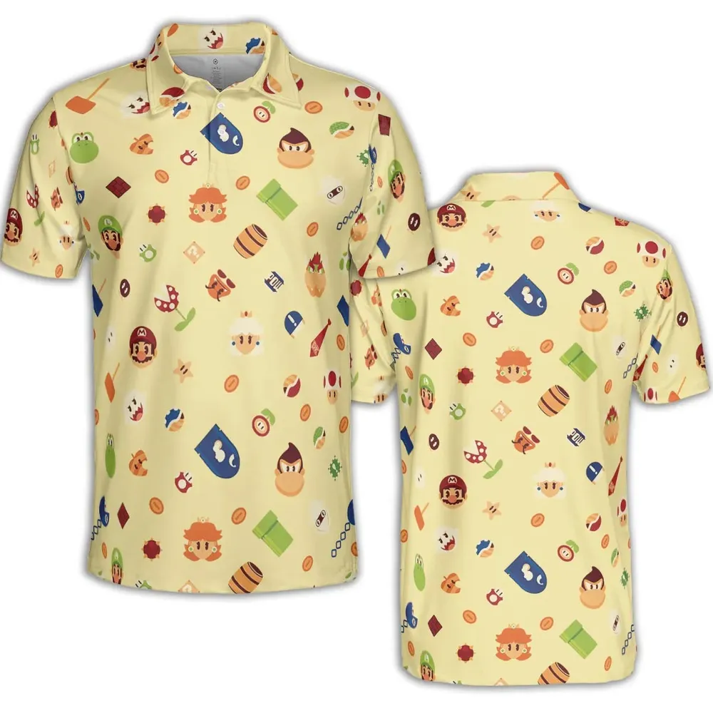 Mario and Friends Pattern AOP Men/Women Polo Shirt - 2