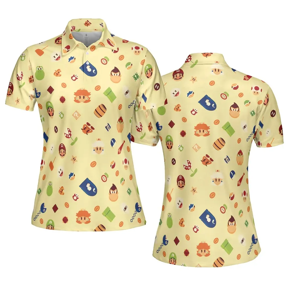 Mario and Friends Pattern AOP Men/Women Polo Shirt - 5