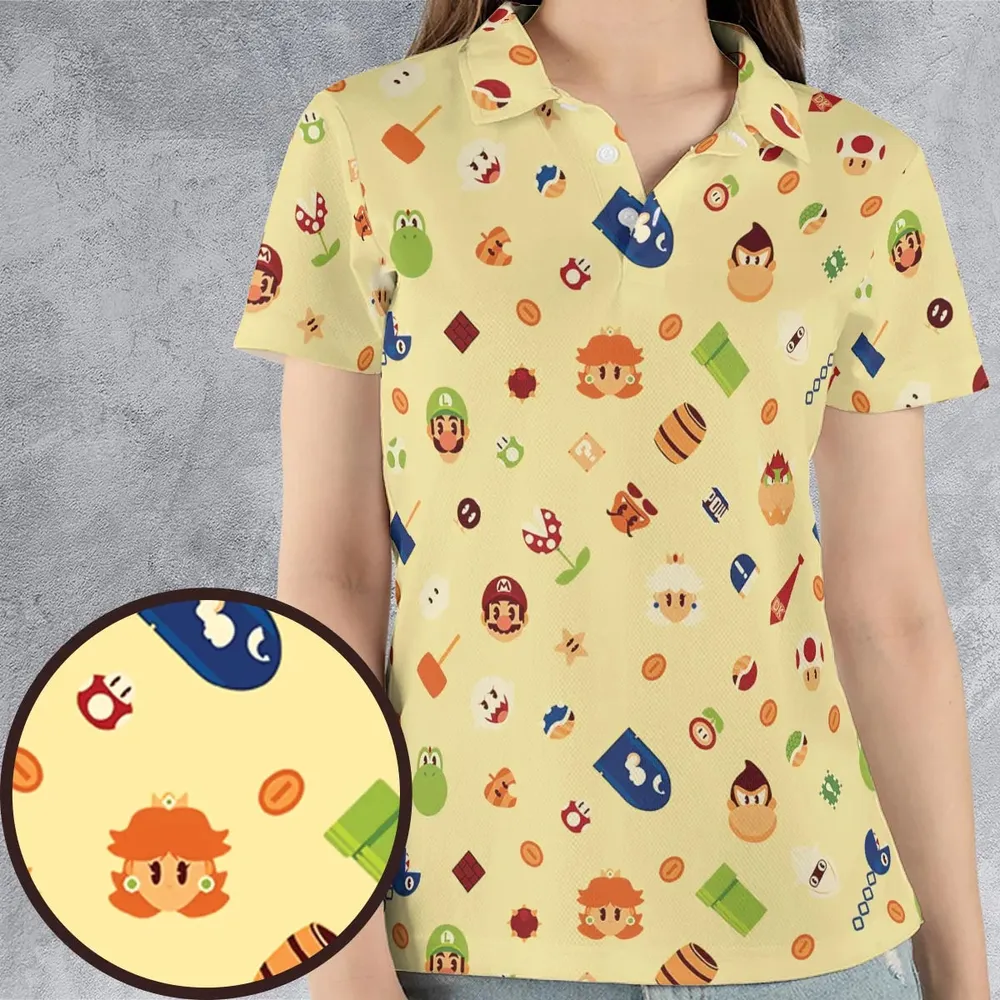 Mario and Friends Pattern AOP Men/Women Polo Shirt - 4