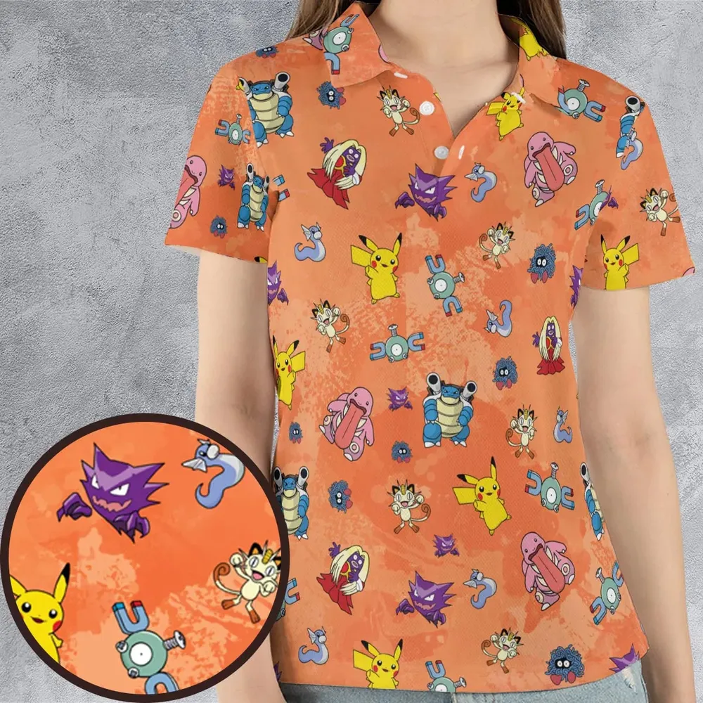 Pokemon Character Scatter AOP Men/Women Polo Shirt - 4