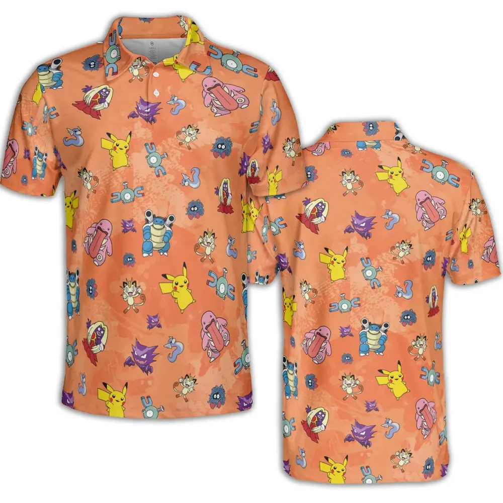 Pokemon Character Scatter AOP Men/Women Polo Shirt - 2