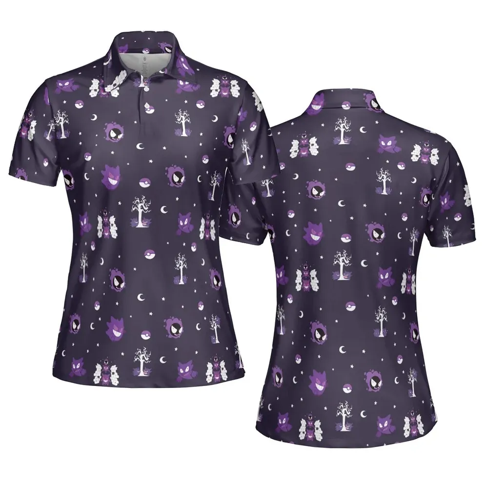 Gengar Pokemon Pattern AOP Men/Women Polo Shirt - 5