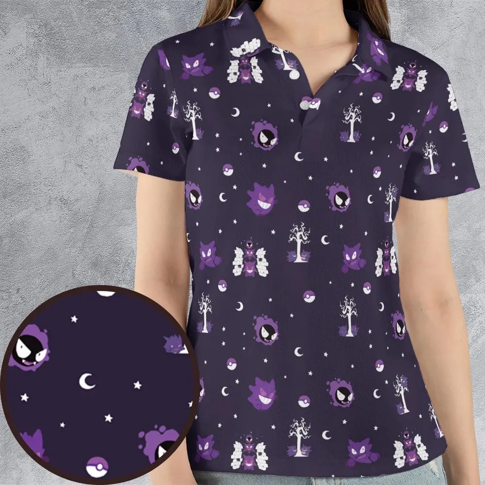 Gengar Pokemon Pattern AOP Men/Women Polo Shirt - 4