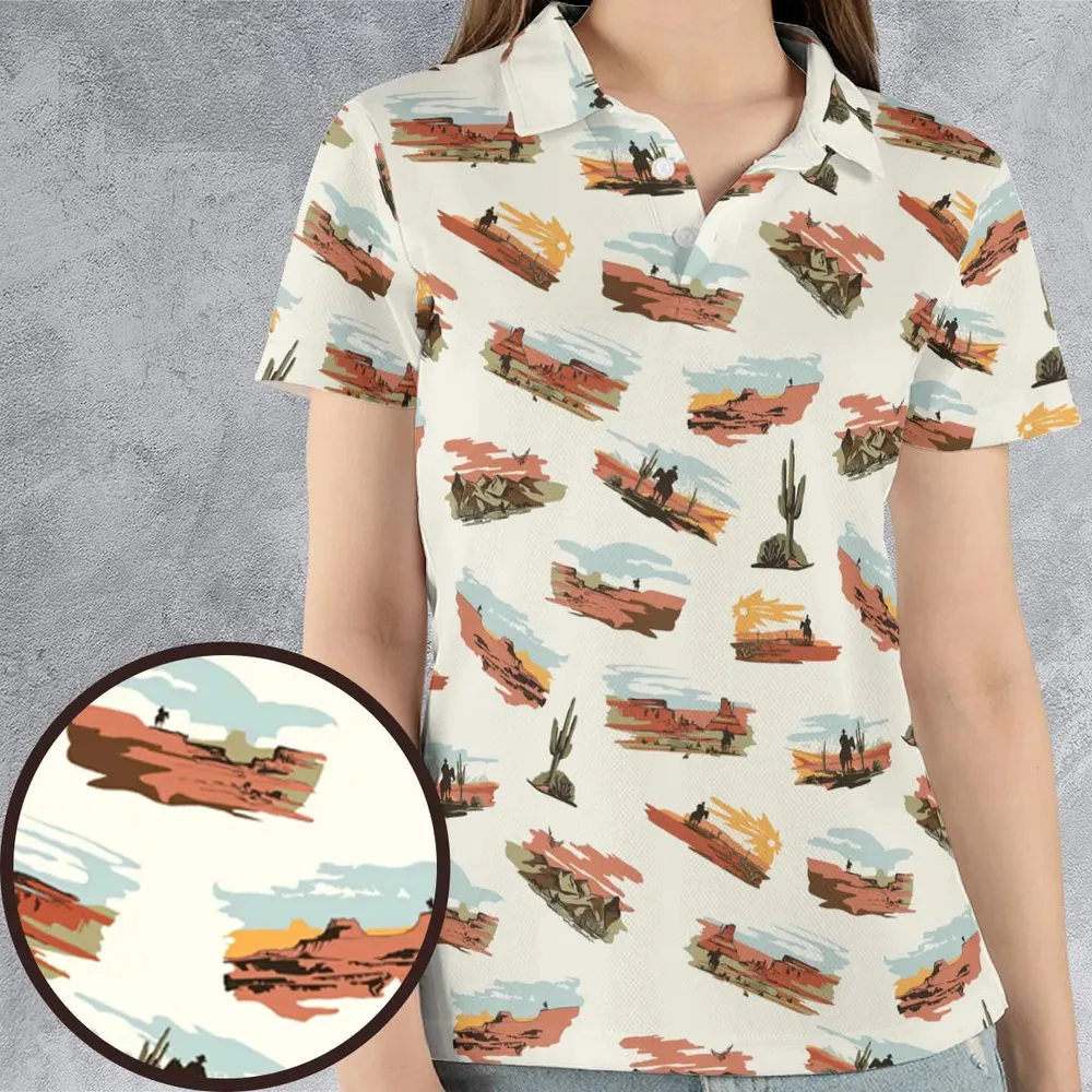 Wild West John Wayne AOP Men/Women Polo Shirt - 4
