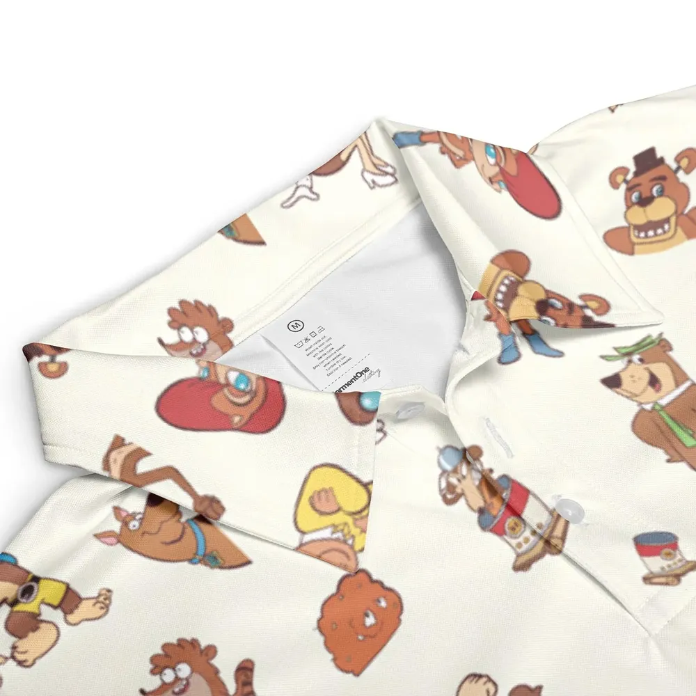 Famous Cartoon Characters in Brown AOP Men/Women Polo Shirt - 3