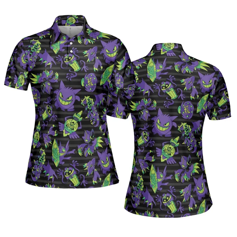 Ghost Type Pokemon Pattern AOP Men/Women Polo Shirt - 5