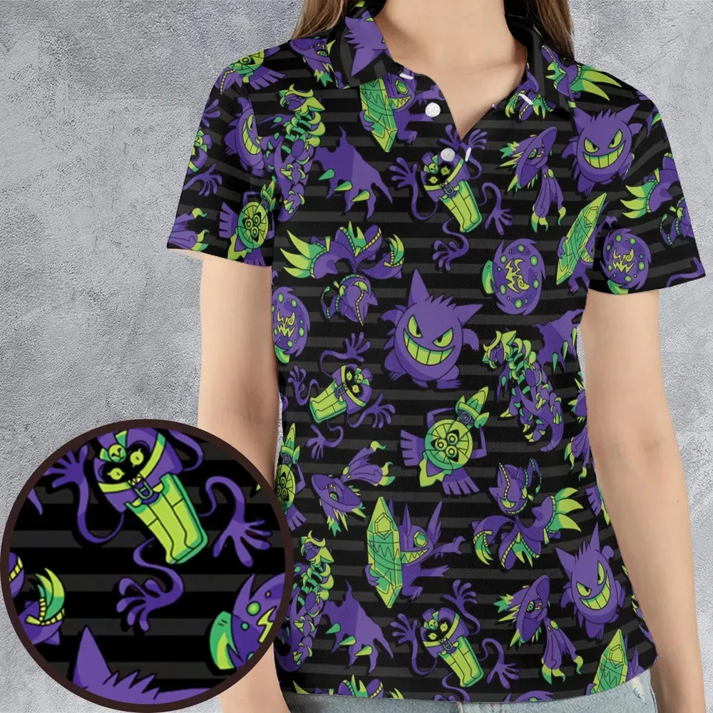 Ghost Type Pokemon Pattern AOP Men/Women Polo Shirt - 4