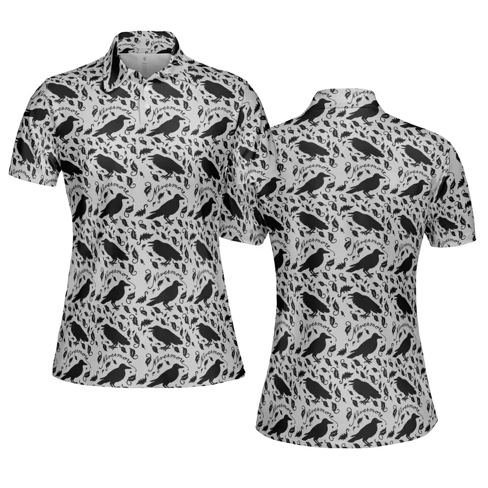 Nevermore The Raven Edgar Allan Poe Pattern AOP Men/Women Polo Shirt - 5