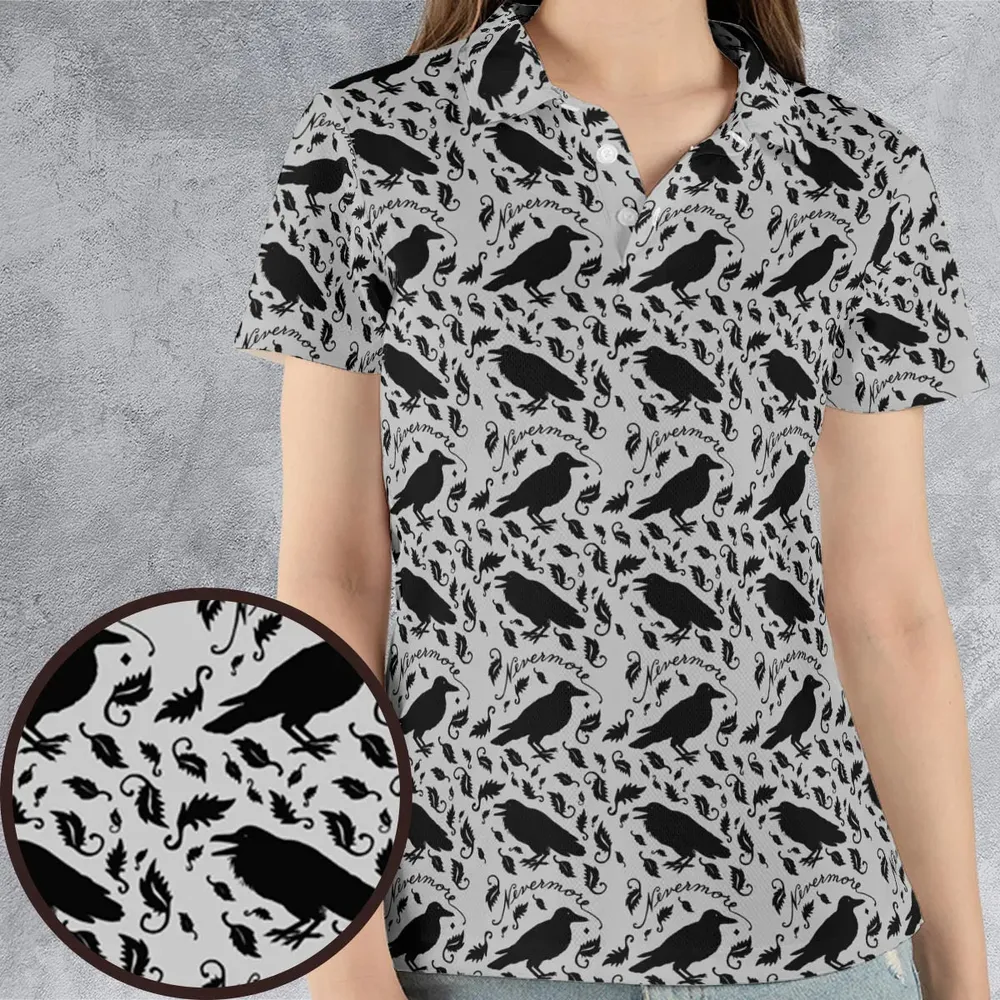Nevermore The Raven Edgar Allan Poe Pattern AOP Men/Women Polo Shirt - 4