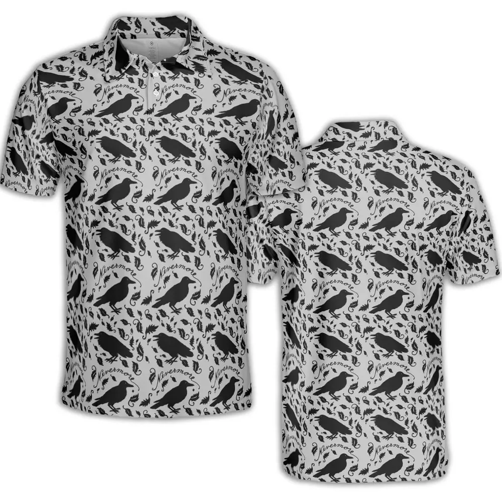 Nevermore The Raven Edgar Allan Poe Pattern AOP Men/Women Polo Shirt - 2