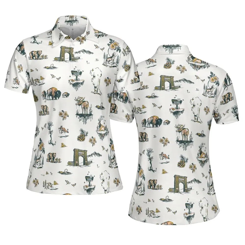 Yellowstone National Park Pattern AOP Men/Women Polo Shirt - 5