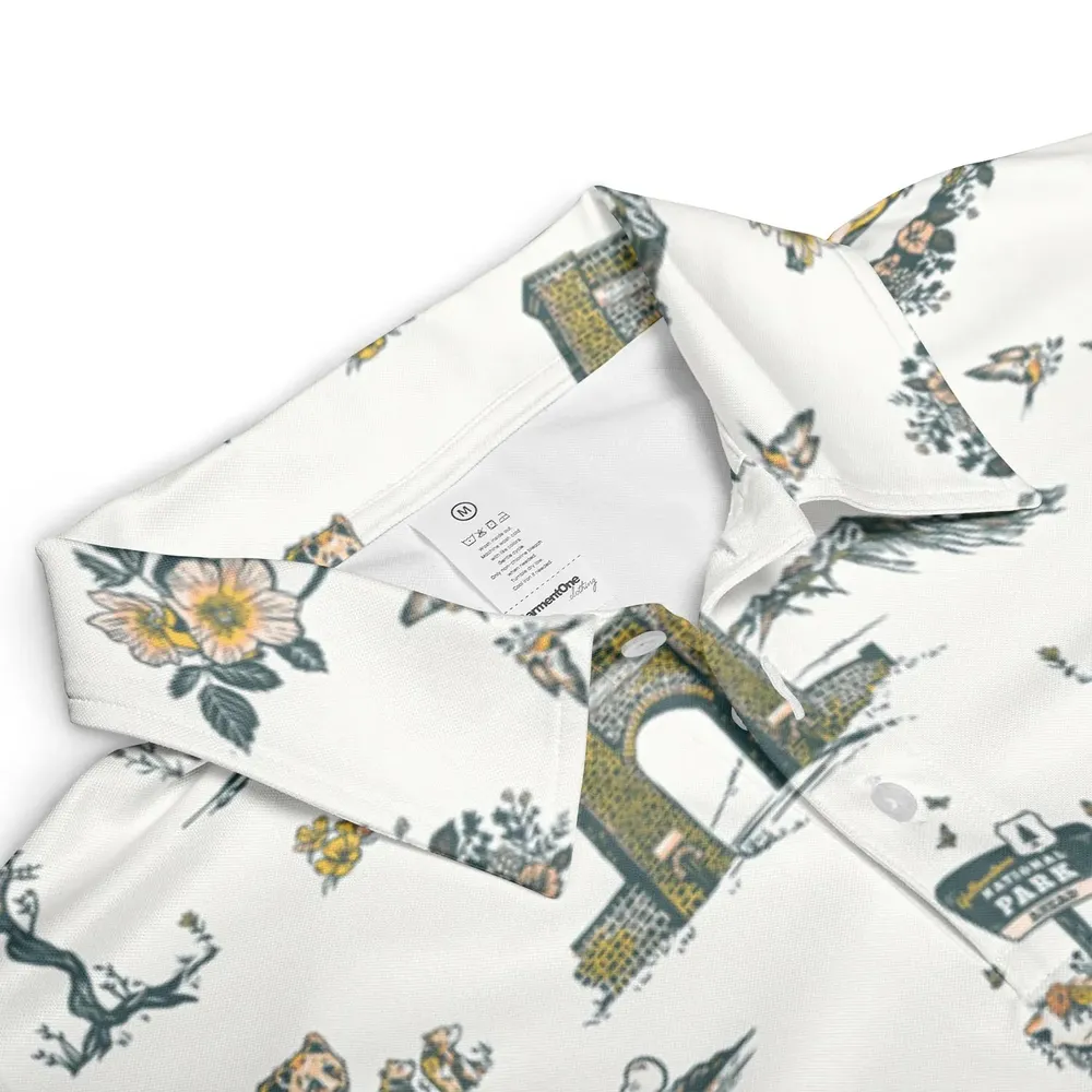 Yellowstone National Park Pattern AOP Men/Women Polo Shirt - 3