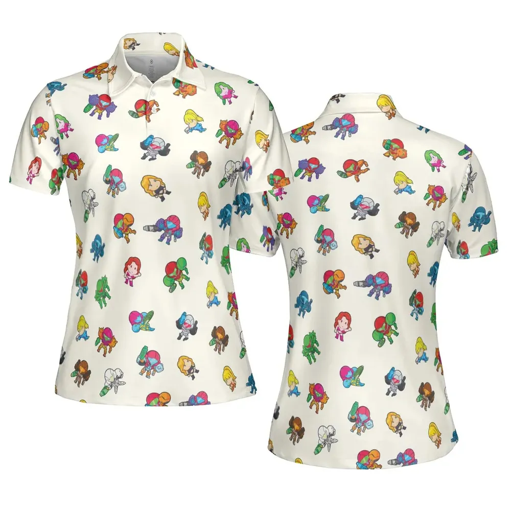 The Many Suits Of Samus Metroid Pattern AOP Men/Women Polo Shirt - 5