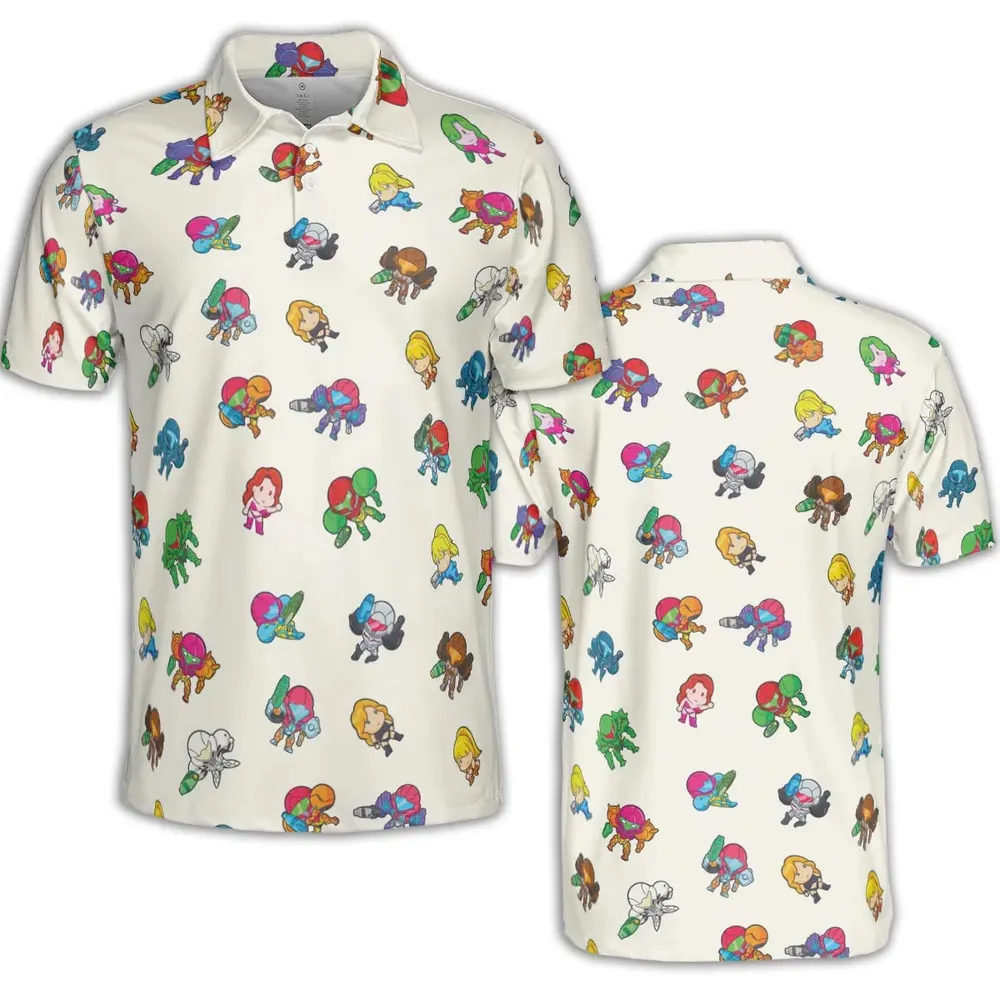 The Many Suits Of Samus Metroid Pattern AOP Men/Women Polo Shirt - 2